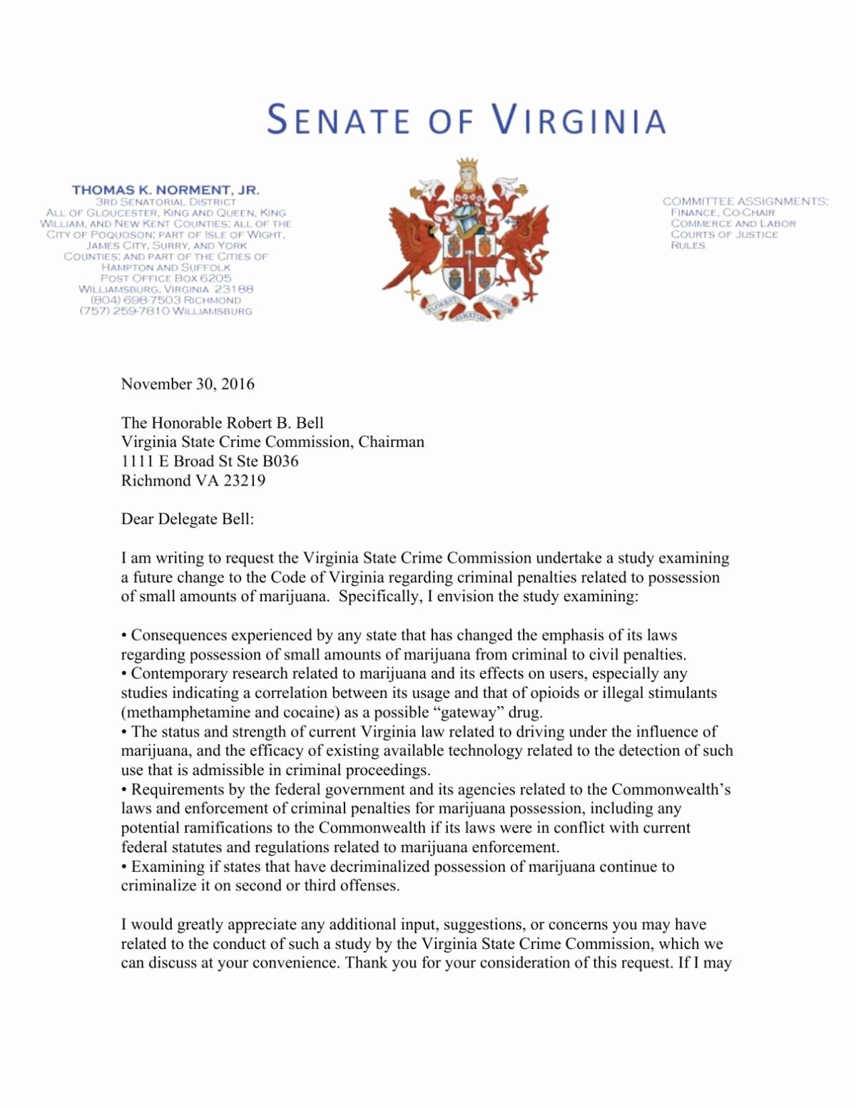 Lox Letter Example Beautiful Virginia Senate Leader formally Requests Study On