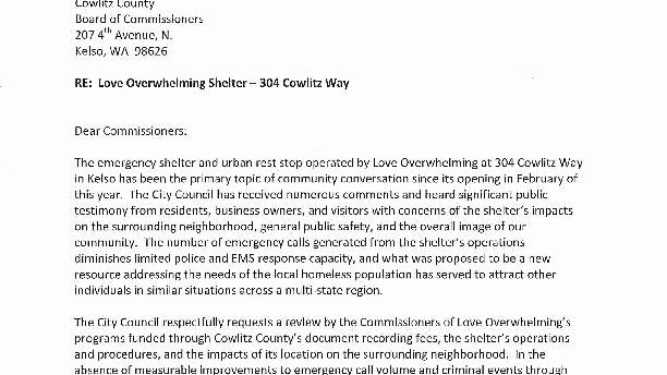 Lox Letter Example Unique Kelso Council S Letter to the County Pdf