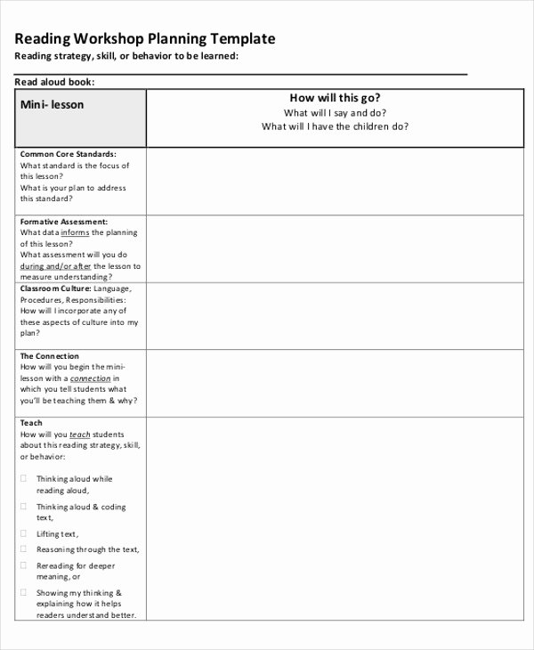 Lucy Calkins Lesson Plan Template Awesome Writer S Workshop Lesson Plan Template