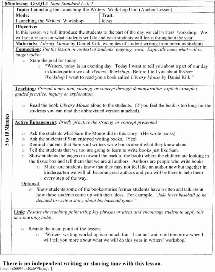 Lucy Calkins Lesson Plan Template Inspirational Lucy Calkins Writing Workshop Lesson Plan Template