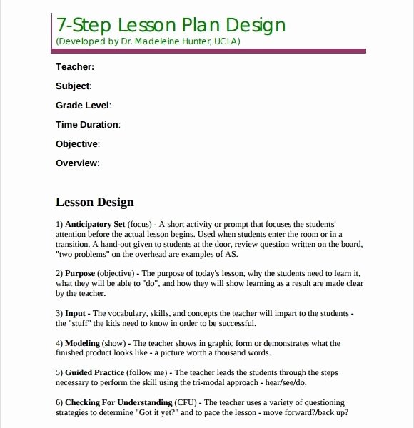 Madeline Hunter Lesson Plan Template Awesome Madeline Hunter Model Lesson Plan Template Intricutlaser