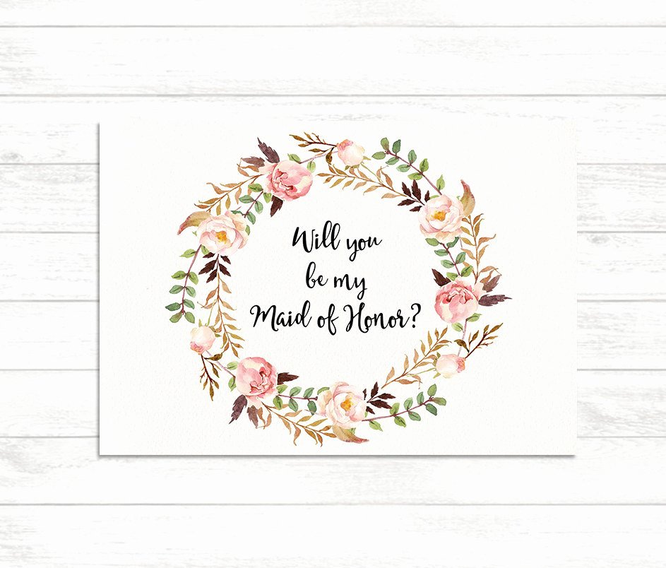 Maid Of Honor Proposal Letter Beautiful Will You Be My Maid Of Honor Floral Printable Maid Of Honor