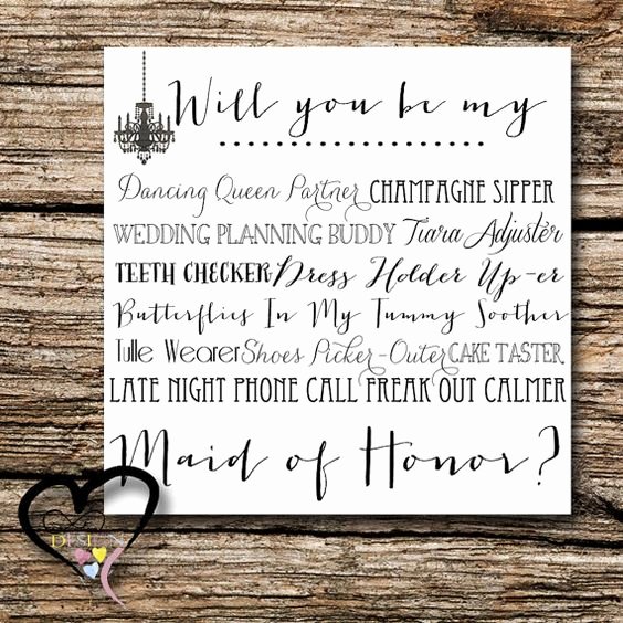Maid Of Honor Proposal Letter Best Of Maid Of Honor Proposal Card ask Bridesmaid by