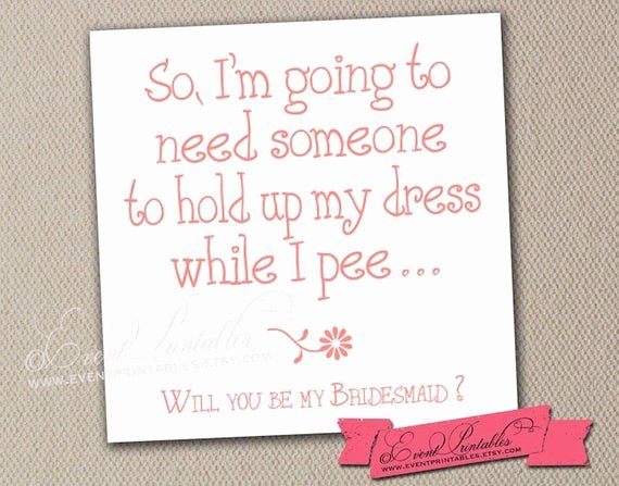 Maid Of Honor Proposal Letter Best Of Will You Be My Bridesmaid Card Printable Diy by