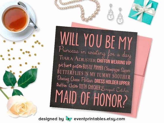 Maid Of Honor Proposal Letter Fresh Will You Be My Maid Of Honor Card Digital Download Printable