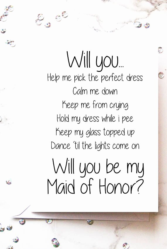 Maid Of Honor Proposal Letter Luxury Will You Be My Maid Of Honor Card Maid Of Honor Proposal