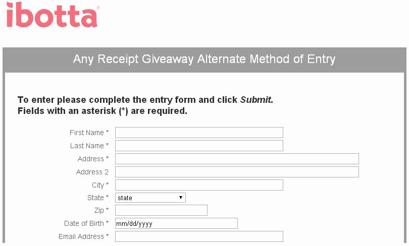 ibotta receipt giveaway chance win 1000