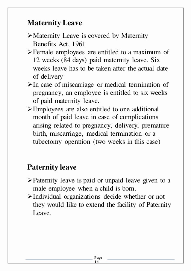 Maternity Leave Plan Template Beautiful Leave Roles and Leave Policy
