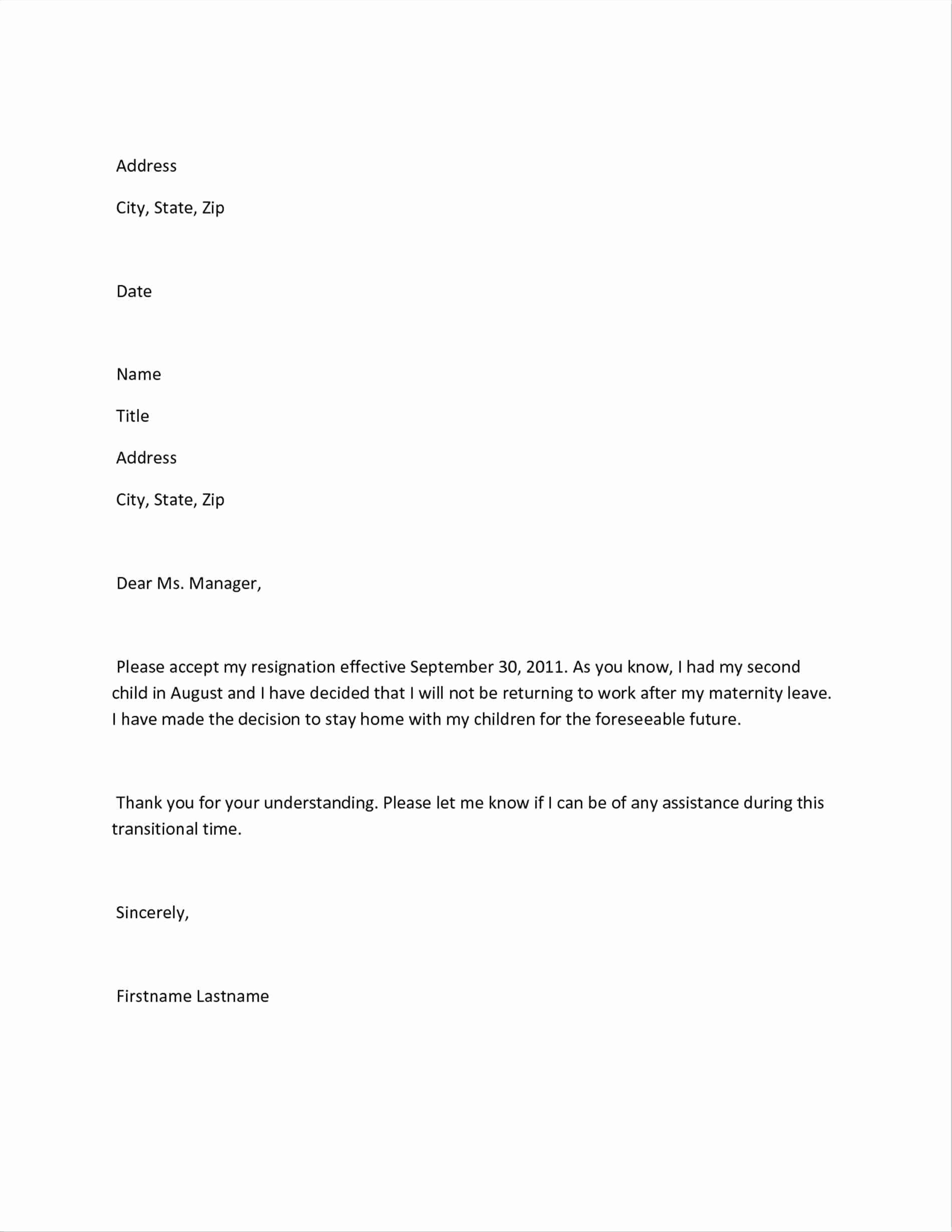 Maternity Leave Plan Template Fresh Maternity Return to Work Letter From Employer Template