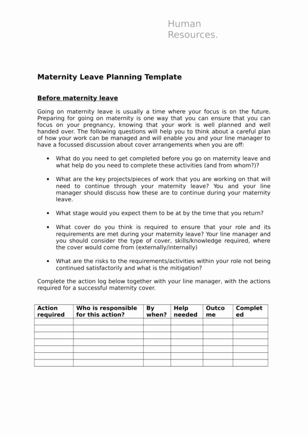 Maternity Leave Plan Template Unique 10 Leave Schedule Samples &amp; Templates – Pdf Word Excel