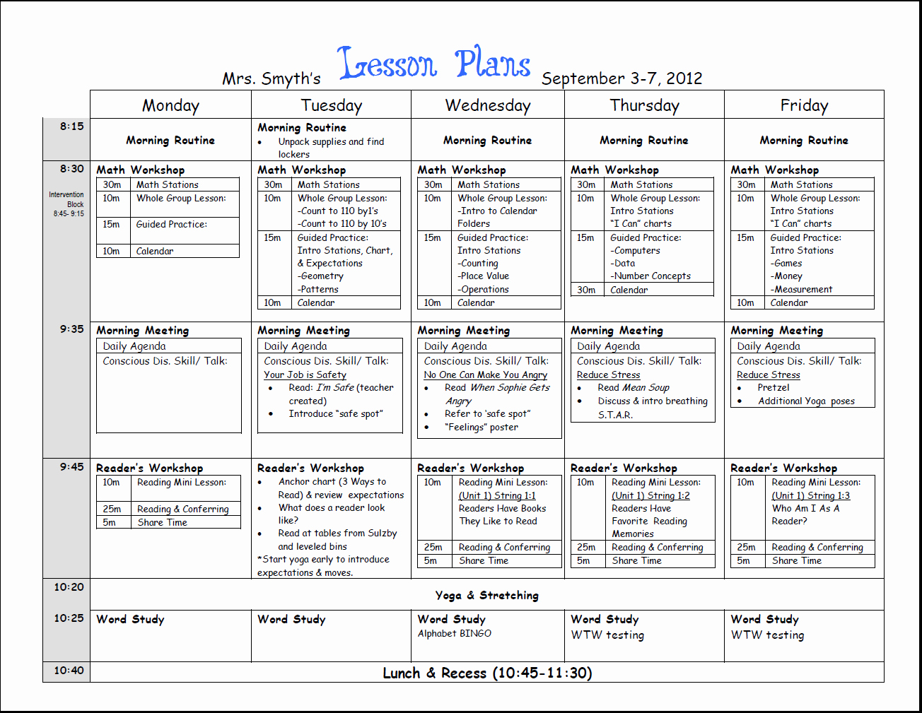 Math Workshop Lesson Plan Template Best Of Free Weekly Lesson Plan Template and Teacher Resources
