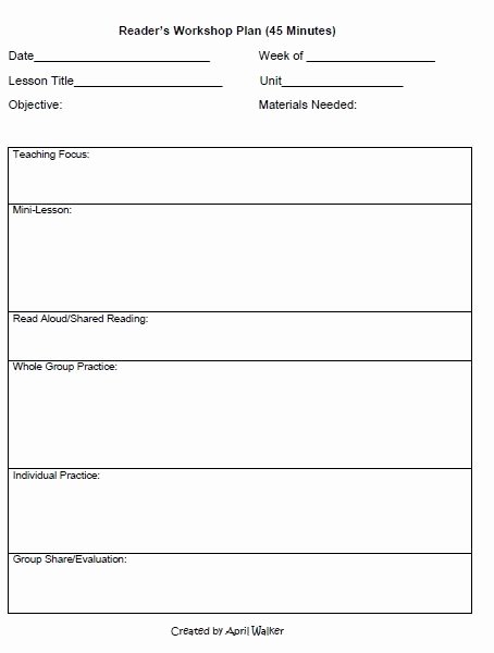 Math Workshop Lesson Plan Template Elegant the Idea Backpack How to organize Time In Reading and