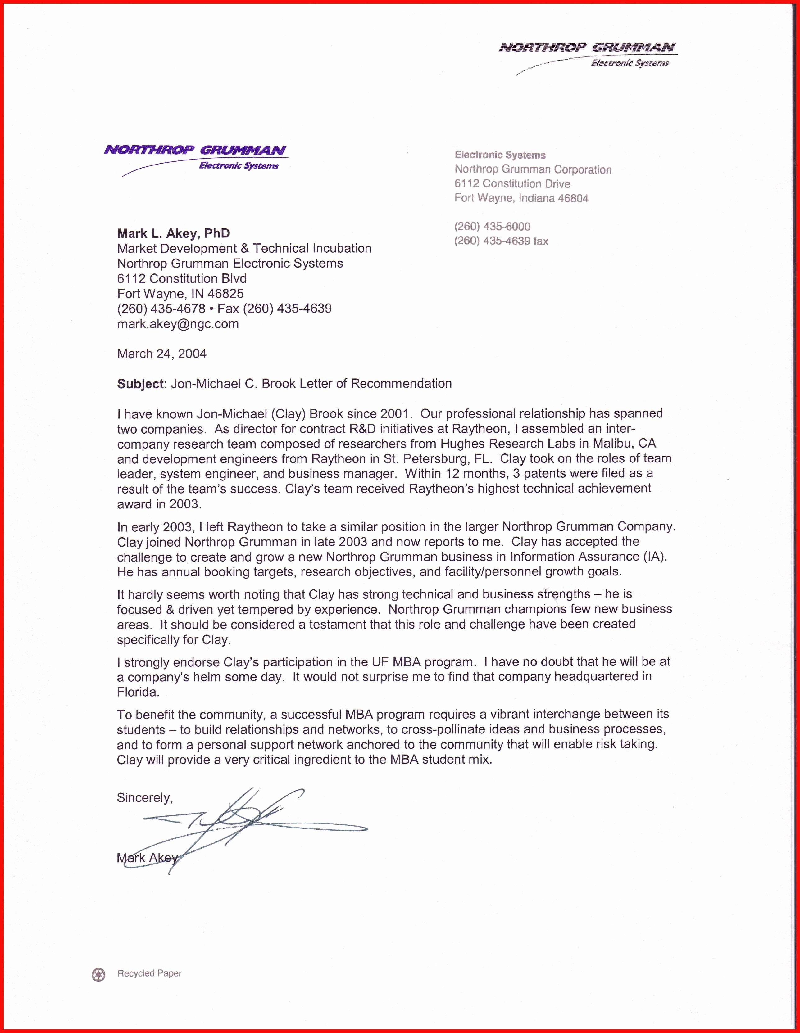Mba Recommendation Letter Examples Awesome Mba Re Mendation Letter
