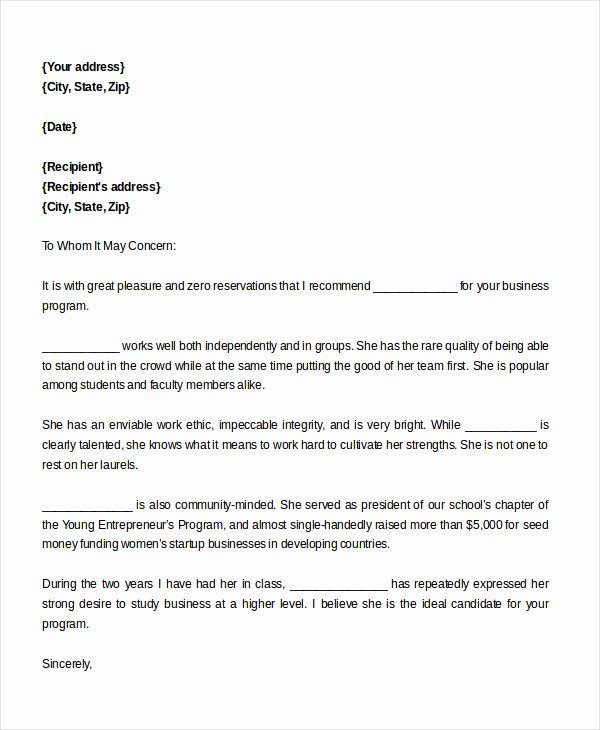 Mba Recommendation Letter Sample Best Of Business Letter 13 Free Word Pdf Documents Download