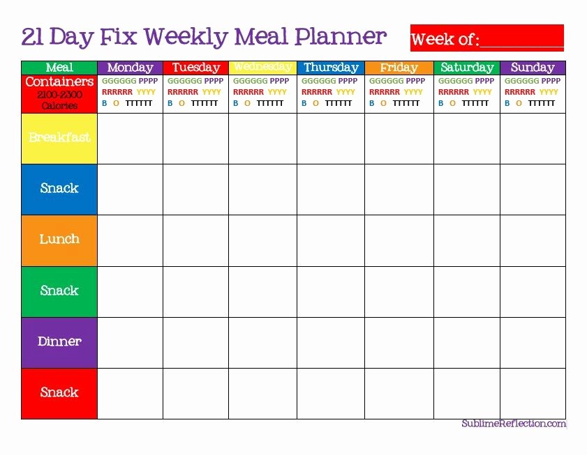 Meal Plan Chart Template Luxury How to Create A 21 Day Fix Meal Plan