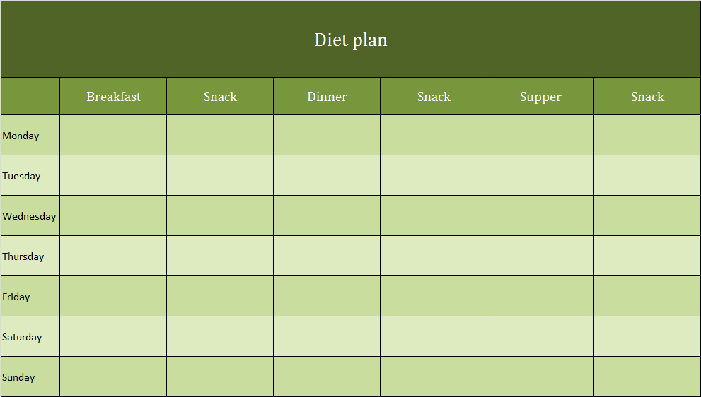 Meal Plan Excel Template Luxury Diet Plan as Excel Template