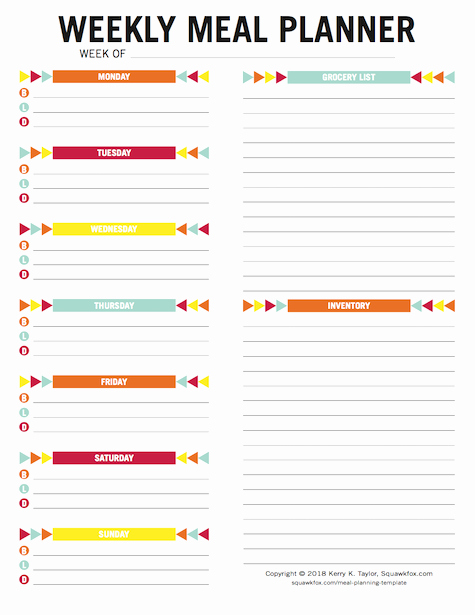 Meal Plan Excel Template Unique Your Meal Planning Template 3 Meal Planners 1 for Kids