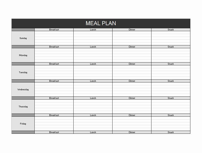 Meal Plan Spreadsheet Template Luxury 40 Weekly Meal Planning Templates Template Lab