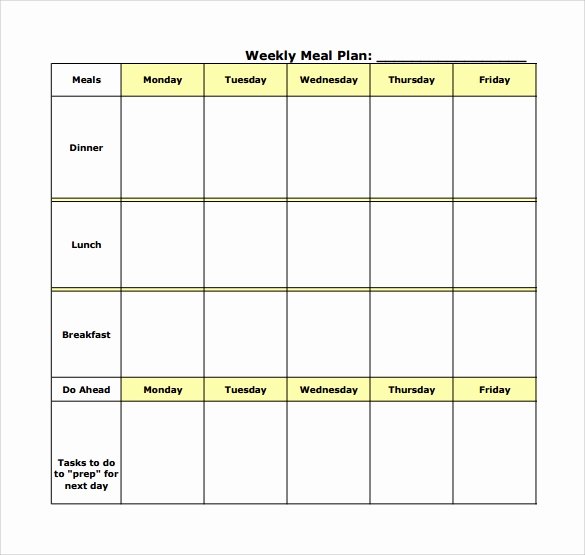 Meal Plan Template Excel Unique 18 Meal Planning Templates Pdf Excel Word
