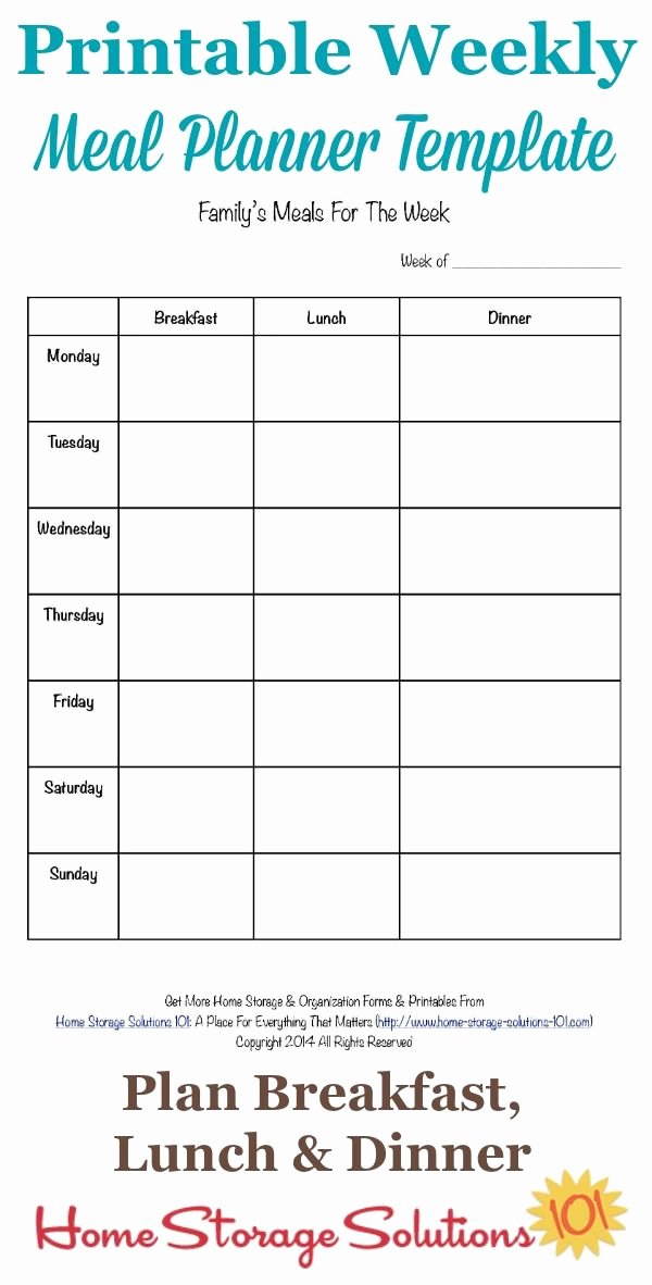 Meal Plan Template Free Unique Printable Weekly Meal Planner Template