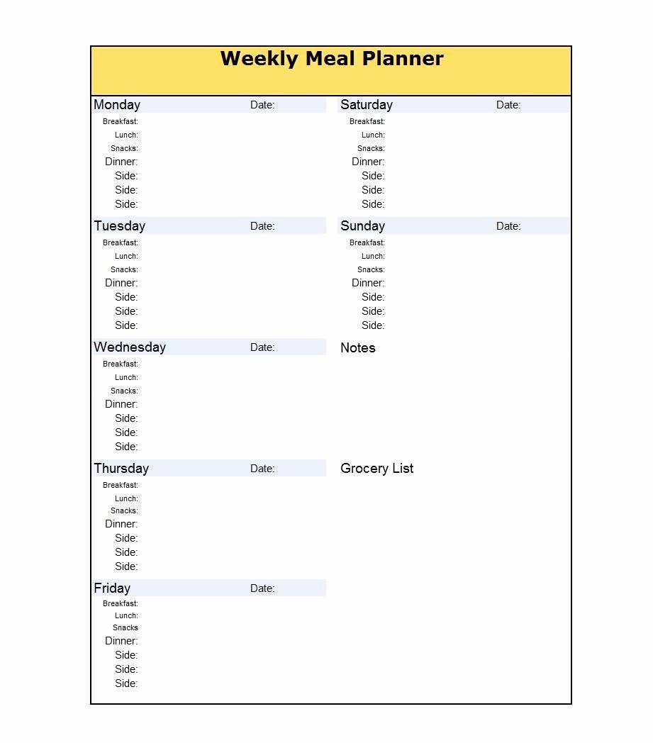 Meal Plan Template Google Docs Unique Weekly Meal Plan Template Doc What Will Weekly Meal Plan