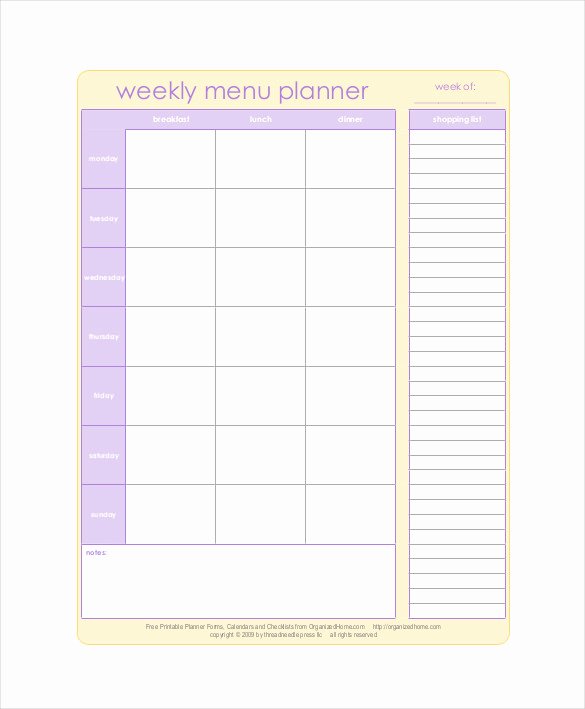 Meal Plan Template Pdf Best Of 31 Menu Planner Templates Free Sample Example format