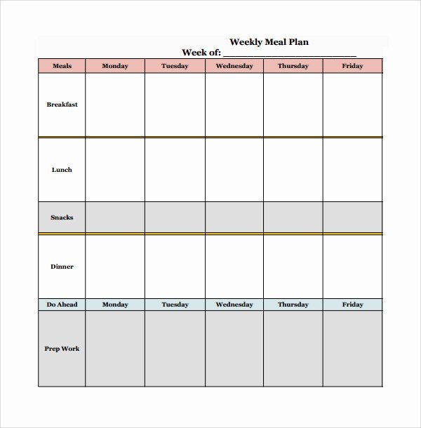 Meal Plan Template Pdf Luxury 14 Weekly Meal Plan Templates