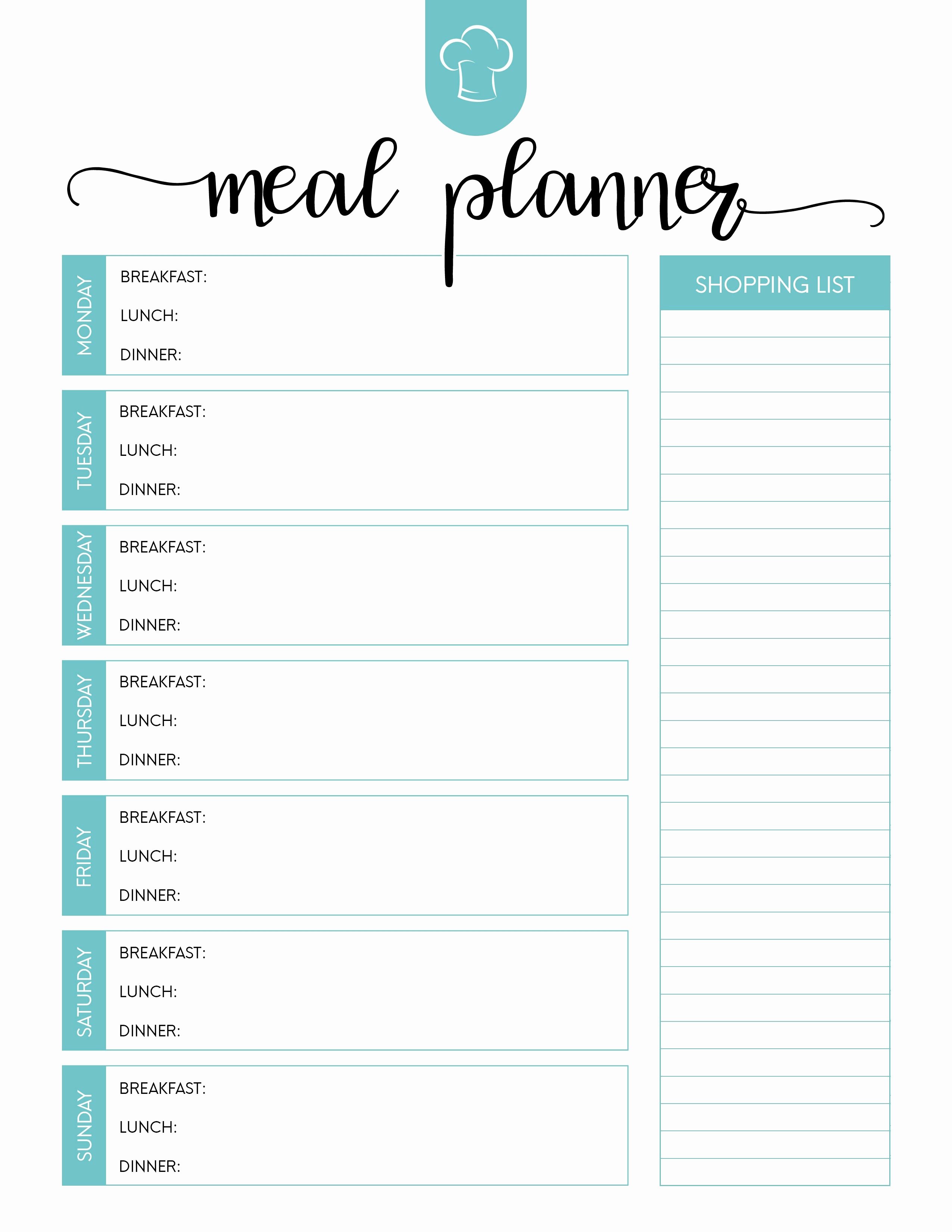 Meal Plan Template Pdf New Printable Meal Planning Template Dinner Planner Blank Plan