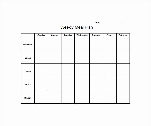 Meal Plan Template Word Fresh Sample Weekly Meal Plan Template 9 Free Documents In