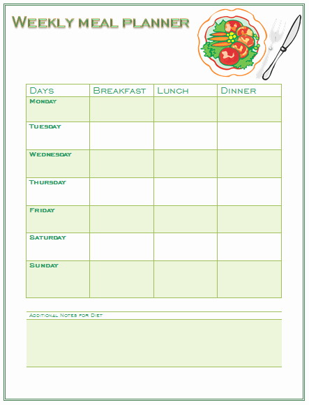 Meal Plan Template Word Unique Perfect Meal Planning Template for You and Your Family