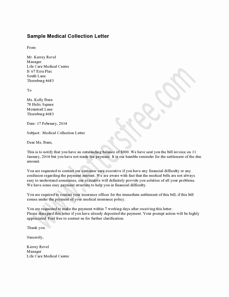 Medical Collection Letter Templates Lovely Best S Of Examples Collection Letters for Medical