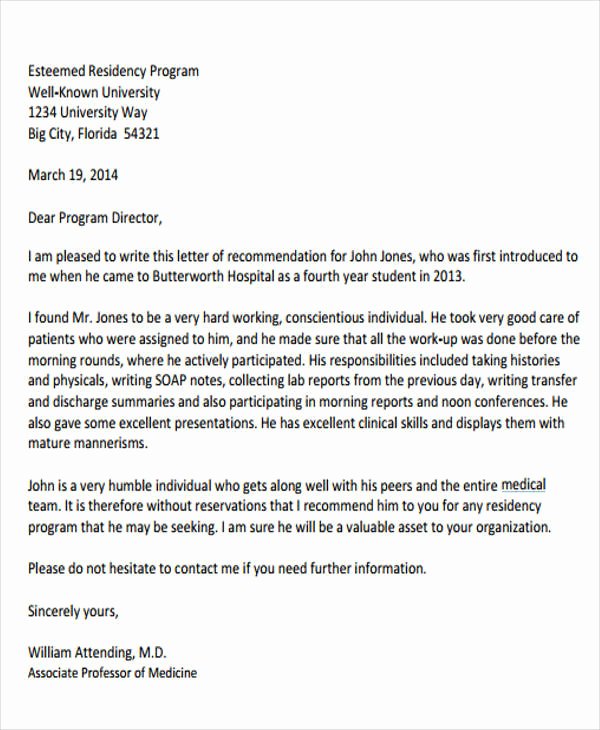Medical Letter Of Recommendation New 8 Medical School Re Mendation Letter – Pdf Word
