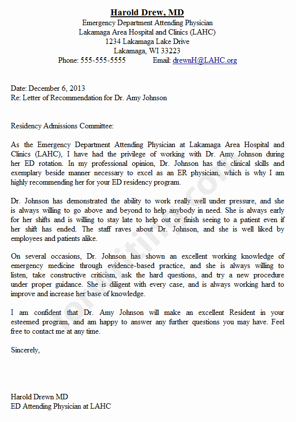 Medical Letter Of Recommendation Sample Best Of Professional Medical School Letter Of Re Mendation