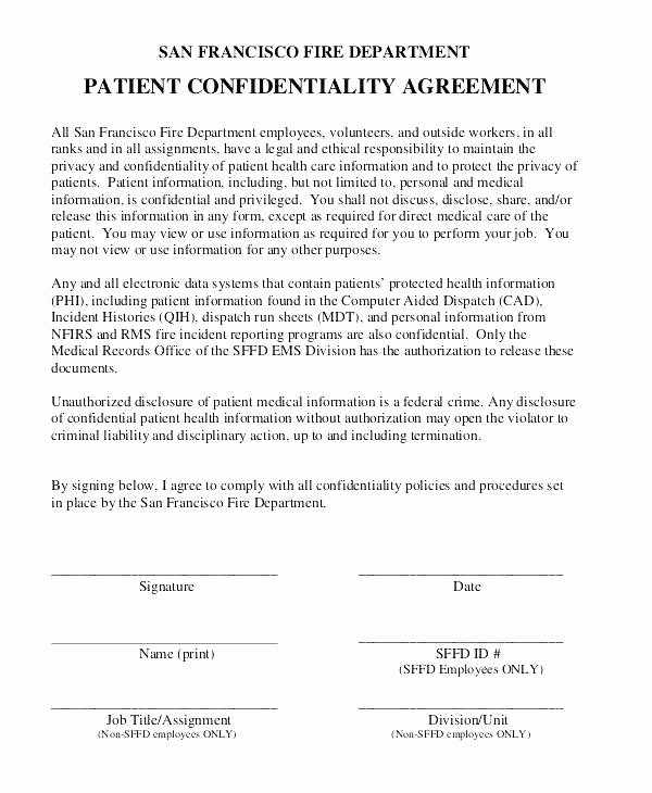 Mental Health Confidentiality Agreement Template Elegant Secrecy Agreement Template Patient Confidentiality Free