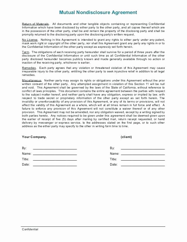 Mental Health Confidentiality Agreement Template Luxury Inspirational Mental Health Confidentiality Agreement