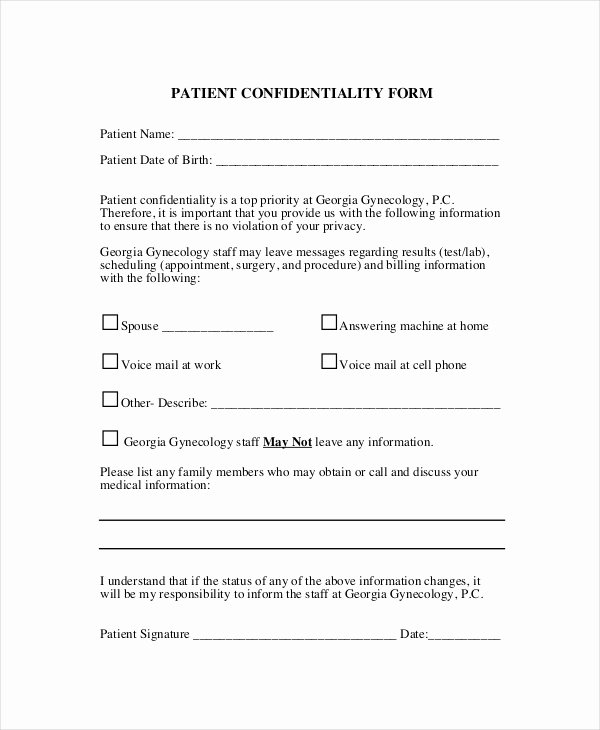 Mental Health Confidentiality Agreement Template Unique Patient Confidentiality Agreement – 10 Free Word Pdf