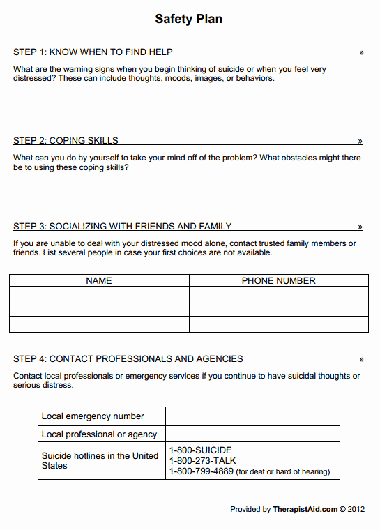 Mental Health Safety Plan Template Awesome 1 15 20 Minutes 2 None 3 Client Will Plete Worksheet