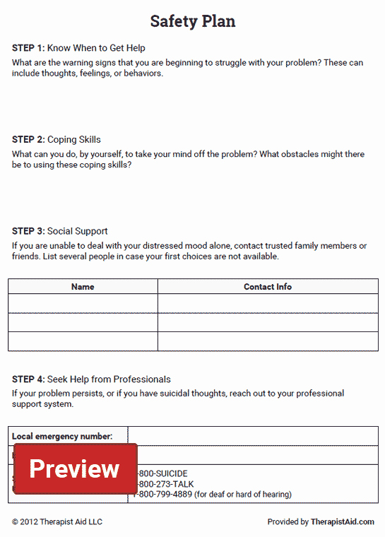 Mental Health Safety Plan Template Luxury Safety Plan Worksheet