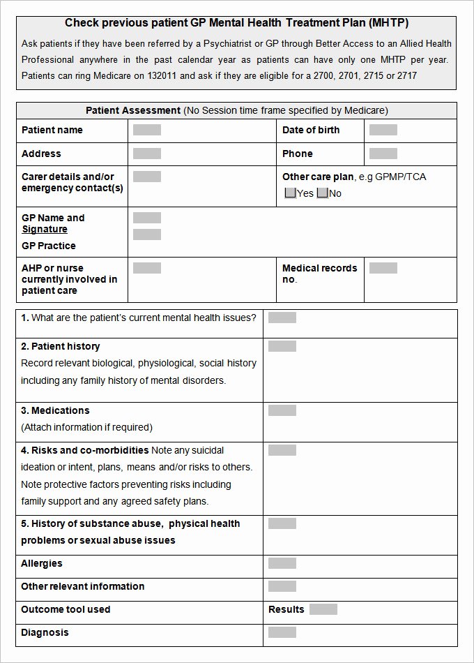 Mental Health Safety Plan Template Unique Mental Health Care Plan Templates 17 Free Word Pdf