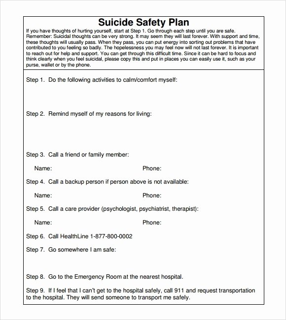 Mental Health Safety Plan Template Unique Mental Health Safety Plan Template
