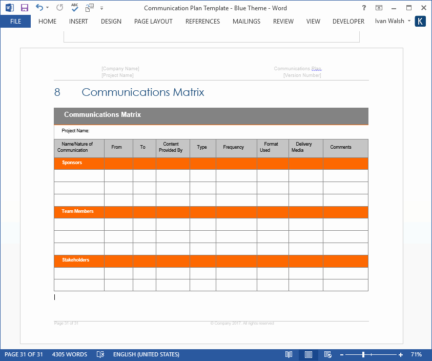Microsoft Word Strategic Plan Template Beautiful Munication Plan Templates Ms Word 5 Spreadsheets