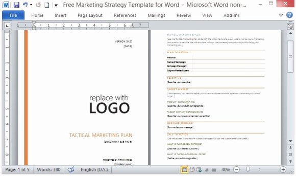Microsoft Word Strategic Plan Template Luxury Free Marketing Strategy Template for Word