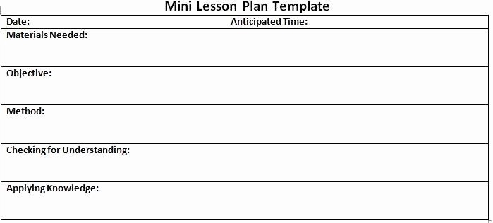 Mini Lesson Plan Template Inspirational Mini Lesson Plan format &amp; Template