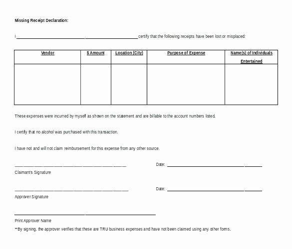 Missing Receipt form Template Best Of 23 Free Missing Receipt form Template Example