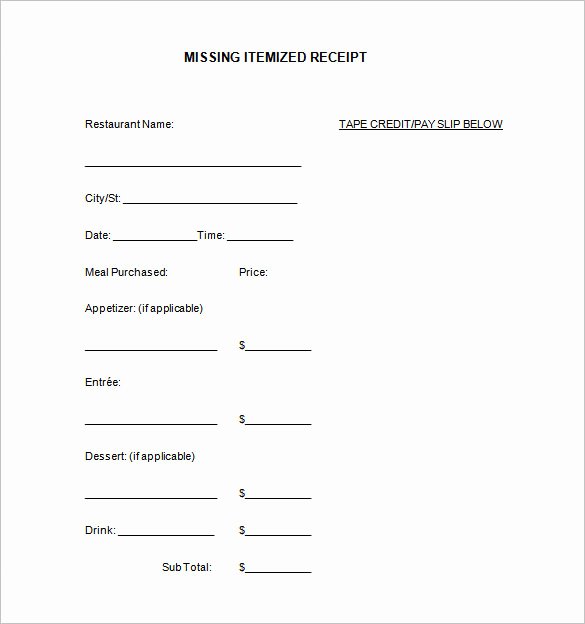 Missing Receipt form Template Lovely 5 Itemized Receipt Templates Doc Excel Pdf