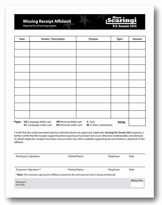 Missing Receipt form Template New form Design