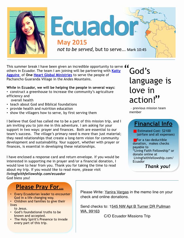 Missions Trip Fundraising Letter Lovely Life Of Yan ♥ – My Name is Yanira Vargas I Am A Senior at