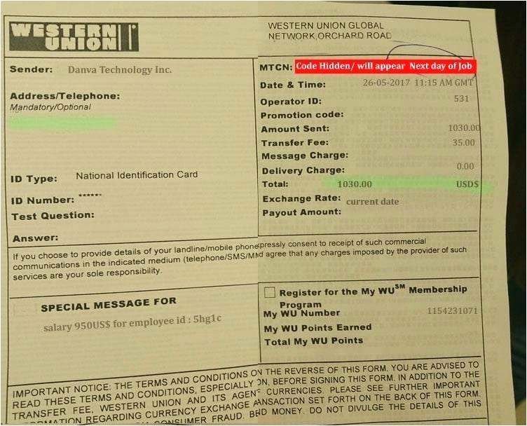 original blank western union money order receipt template