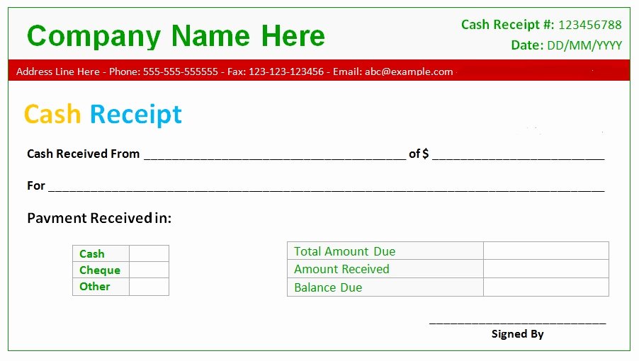 Money Receipt format Doc New Cash Receipt Template Excel