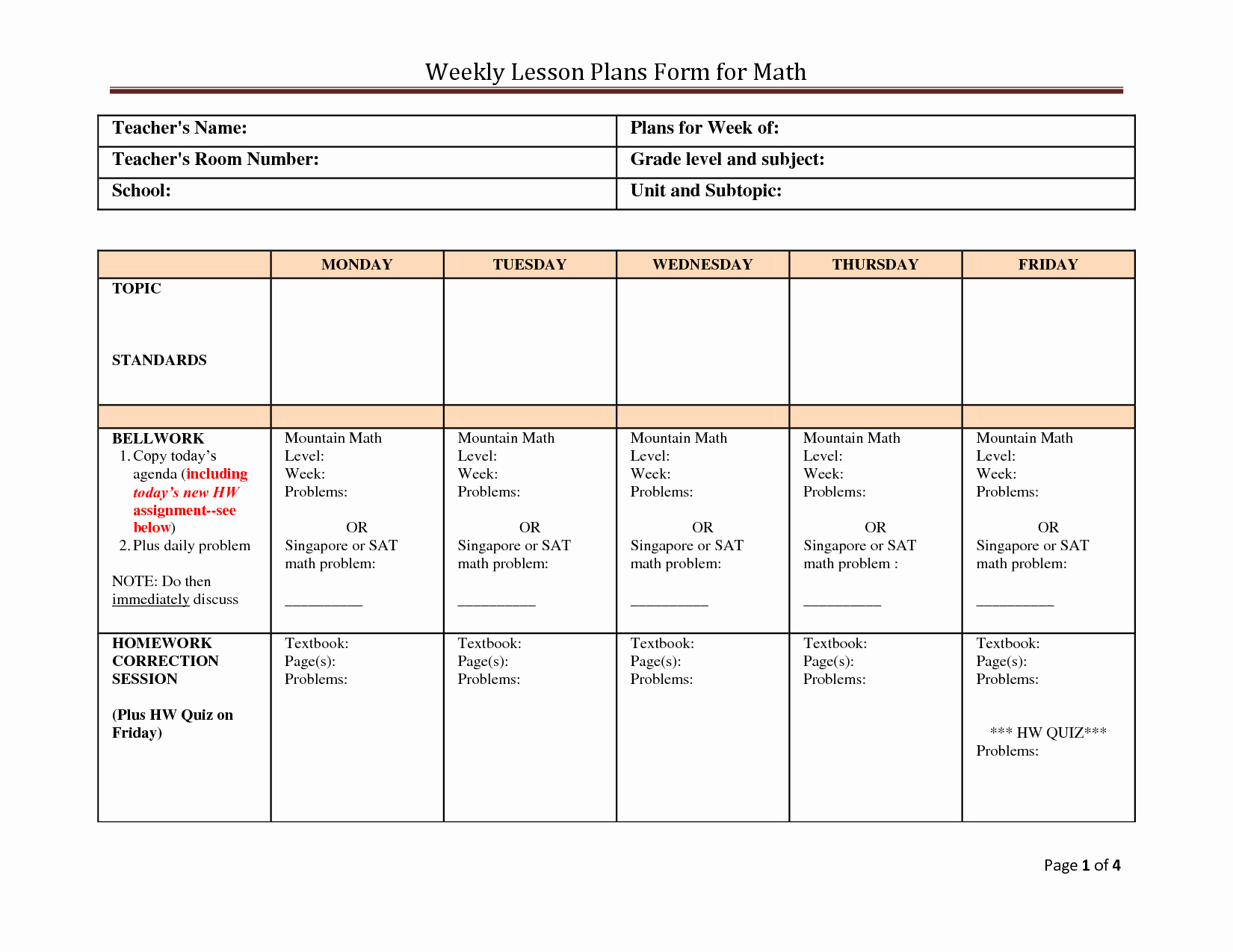 Monthly Lesson Plan Template Awesome Sample Math Lesson Plans High School Example Semi